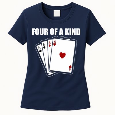 Funny Poker Four Of A Kind Aces Texas Holdem Lucky Poker Womens T-Shirt