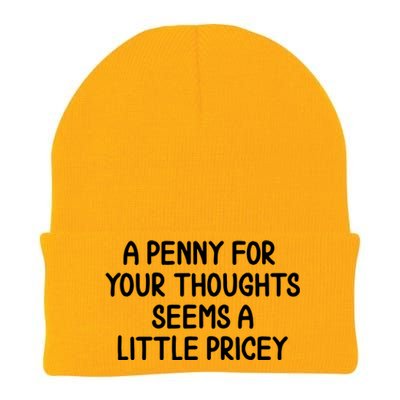 Funny Penny For Your Thoughts Sarcastic Joke Knit Cap Winter Beanie