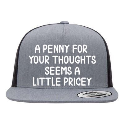 Funny Penny For Your Thoughts Sarcastic Joke Flat Bill Trucker Hat