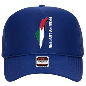 Free Palestine Free Gaza Palestine Flag Arabic Cool Gift High Crown Mesh Back Trucker Hat