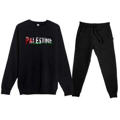 Flag Palestine Free Palestine Free Palestine Flag I Love Palestine Gaza Palestin Premium Crewneck Sweatsuit Set