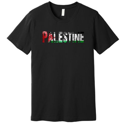 Flag Palestine Free Palestine Free Palestine Flag I Love Palestine Gaza Palestin Premium T-Shirt