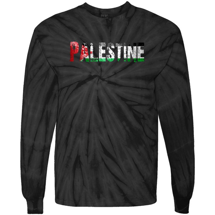 Flag Palestine Free Palestine Free Palestine Flag I Love Palestine Gaza Palestin Tie-Dye Long Sleeve Shirt