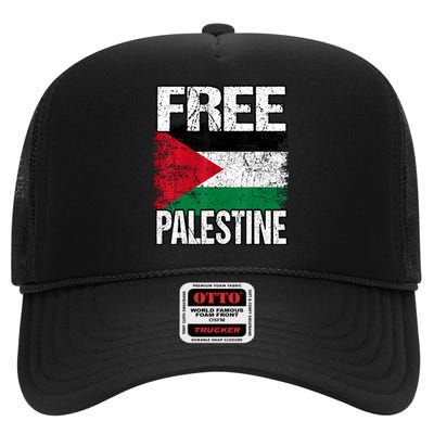 Free Palestine High Crown Mesh Back Trucker Hat