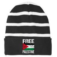 Free Palestine Striped Beanie with Solid Band