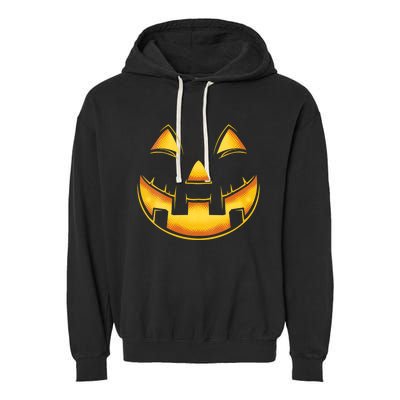 Funny Pumpkin Face Halloween Jack O Lantern Costume Garment-Dyed Fleece Hoodie