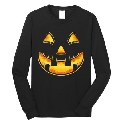 Funny Pumpkin Face Halloween Jack O Lantern Costume Long Sleeve Shirt