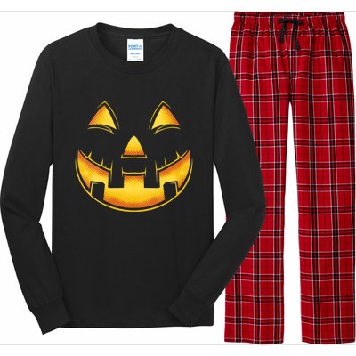 Funny Pumpkin Face Halloween Jack O Lantern Costume Long Sleeve Pajama Set