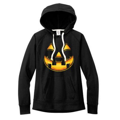 Funny Pumpkin Face Halloween Jack O Lantern Costume Women's Fleece Hoodie