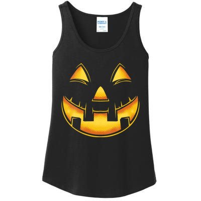 Funny Pumpkin Face Halloween Jack O Lantern Costume Ladies Essential Tank