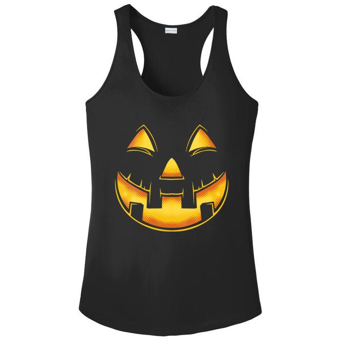 Funny Pumpkin Face Halloween Jack O Lantern Costume Ladies PosiCharge Competitor Racerback Tank