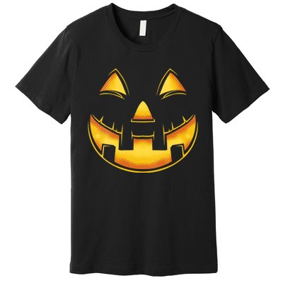 Funny Pumpkin Face Halloween Jack O Lantern Costume Premium T-Shirt