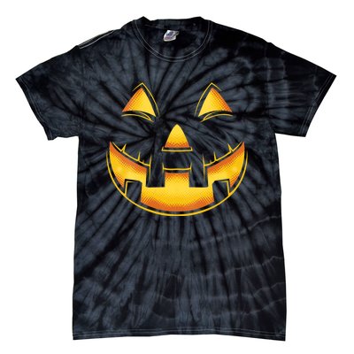 Funny Pumpkin Face Halloween Jack O Lantern Costume Tie-Dye T-Shirt