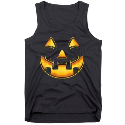 Funny Pumpkin Face Halloween Jack O Lantern Costume Tank Top