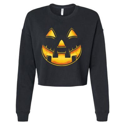 Funny Pumpkin Face Halloween Jack O Lantern Costume Cropped Pullover Crew