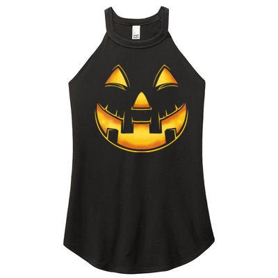 Funny Pumpkin Face Halloween Jack O Lantern Costume Women's Perfect Tri Rocker Tank