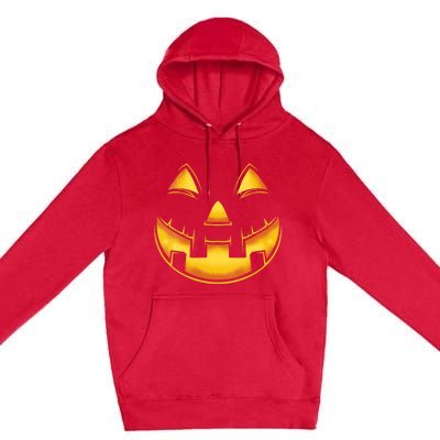 Funny Pumpkin Face Halloween Jack O Lantern Costume Premium Pullover Hoodie