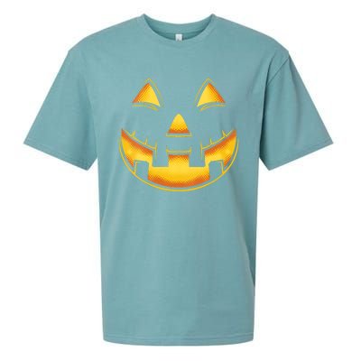 Funny Pumpkin Face Halloween Jack O Lantern Costume Sueded Cloud Jersey T-Shirt