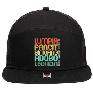 Filipino Philippine Food Lumpia Pancit Sinigang Adobo Lechon 7 Panel Mesh Trucker Snapback Hat