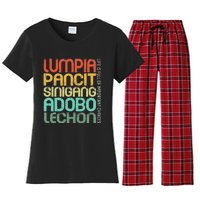 Filipino Philippine Food Lumpia Pancit Sinigang Adobo Lechon Women's Flannel Pajama Set