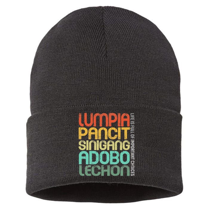 Filipino Philippine Food Lumpia Pancit Sinigang Adobo Lechon Sustainable Knit Beanie