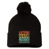 Filipino Philippine Food Lumpia Pancit Sinigang Adobo Lechon Pom Pom 12in Knit Beanie