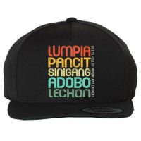 Filipino Philippine Food Lumpia Pancit Sinigang Adobo Lechon Wool Snapback Cap