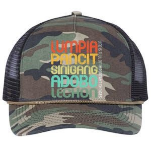 Filipino Philippine Food Lumpia Pancit Sinigang Adobo Lechon Retro Rope Trucker Hat Cap