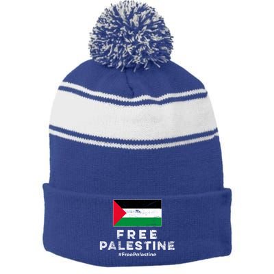 Free Palestine Flag Gift Stand For Palestine Gift Free Gaza Arabic Gift Stripe Pom Pom Beanie