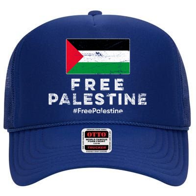 Free Palestine Flag Gift Stand For Palestine Gift Free Gaza Arabic Gift High Crown Mesh Back Trucker Hat