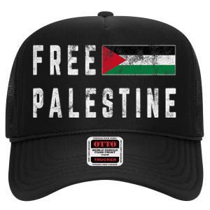 Free Palestine Flag Stand For Peace In The Middle East High Crown Mesh Back Trucker Hat