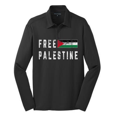 Free Palestine Flag Stand For Peace In The Middle East Silk Touch Performance Long Sleeve Polo