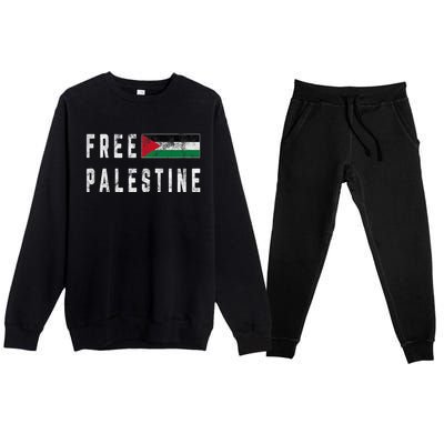 Free Palestine Flag Stand For Peace In The Middle East Premium Crewneck Sweatsuit Set