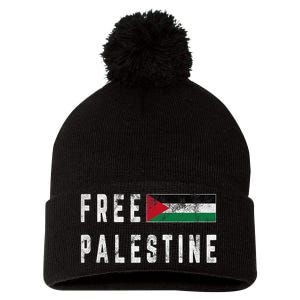 Free Palestine Flag Stand For Peace In The Middle East Pom Pom 12in Knit Beanie