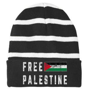 Free Palestine Flag Stand For Peace In The Middle East Striped Beanie with Solid Band