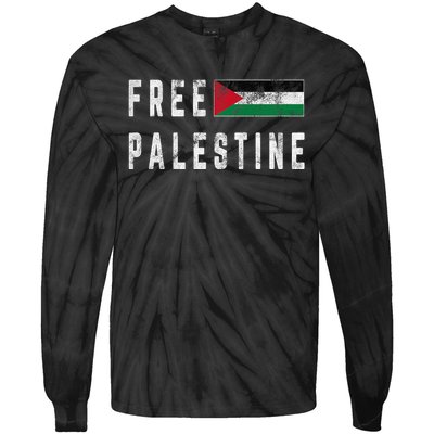 Free Palestine Flag Stand For Peace In The Middle East Tie-Dye Long Sleeve Shirt