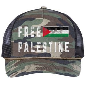 Free Palestine Flag Stand For Peace In The Middle East Retro Rope Trucker Hat Cap