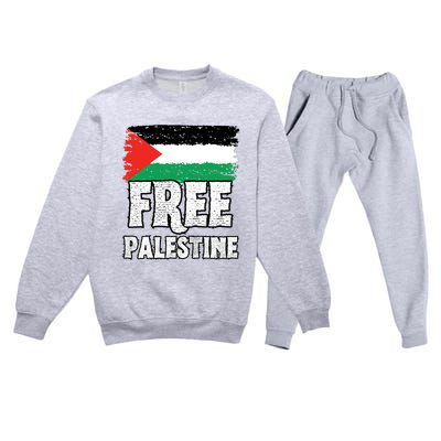 Free Palestine Flag Premium Crewneck Sweatsuit Set