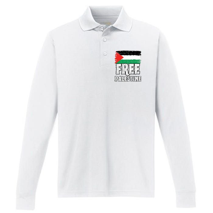 Free Palestine Flag Performance Long Sleeve Polo