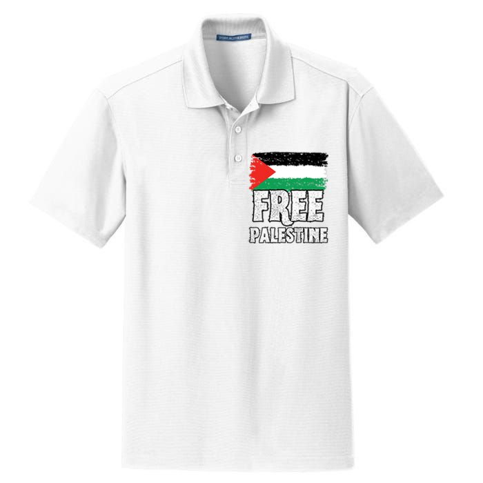 Free Palestine Flag Dry Zone Grid Polo