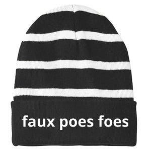 Faux Poes Foes Funny Babette Ate Oatmeal Striped Beanie with Solid Band