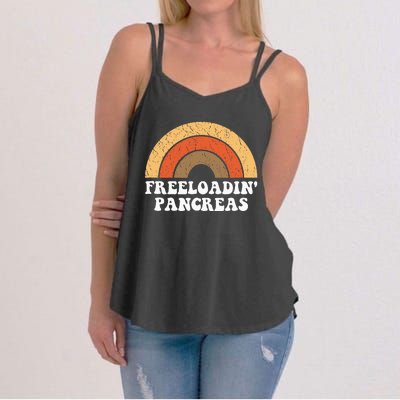 Freeloadin Pancreas Funny Type 1 Diabetes Diabetic Gift Women's Strappy Tank