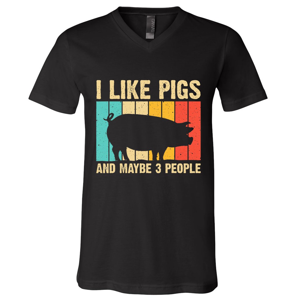 Funny Pig Farm Animal Swine Vintage Pig Lovers V-Neck T-Shirt