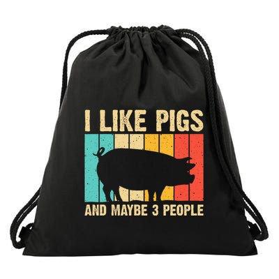 Funny Pig Farm Animal Swine Vintage Pig Lovers Drawstring Bag