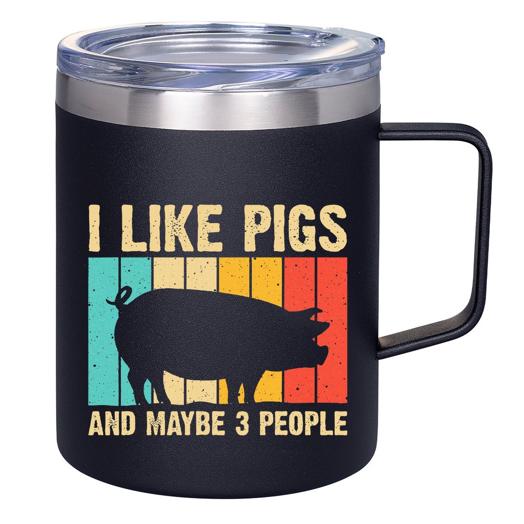 Funny Pig Farm Animal Swine Vintage Pig Lovers 12oz Stainless Steel Coffee Mug