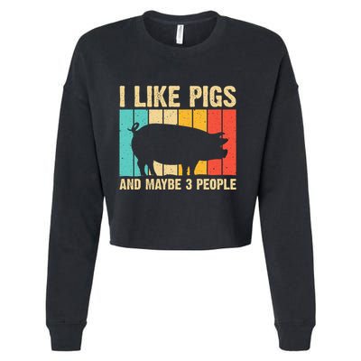 Funny Pig Farm Animal Swine Vintage Pig Lovers Cropped Pullover Crew