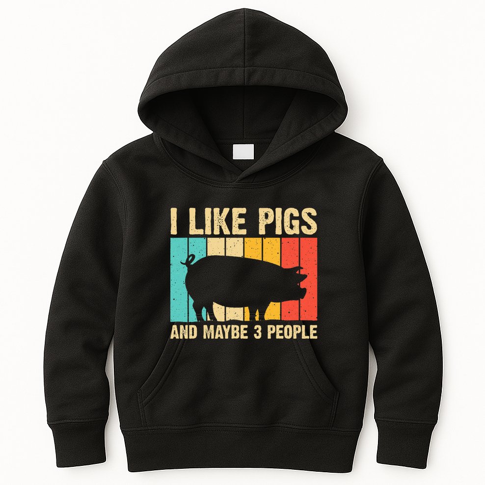 Funny Pig Farm Animal Swine Vintage Pig Lovers Kids Hoodie