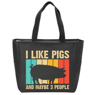 Funny Pig Farm Animal Swine Vintage Pig Lovers Zip Tote Bag