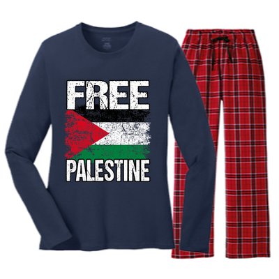 Free Palestine Women's Long Sleeve Flannel Pajama Set 