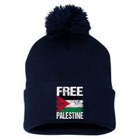 Free Palestine Pom Pom 12in Knit Beanie